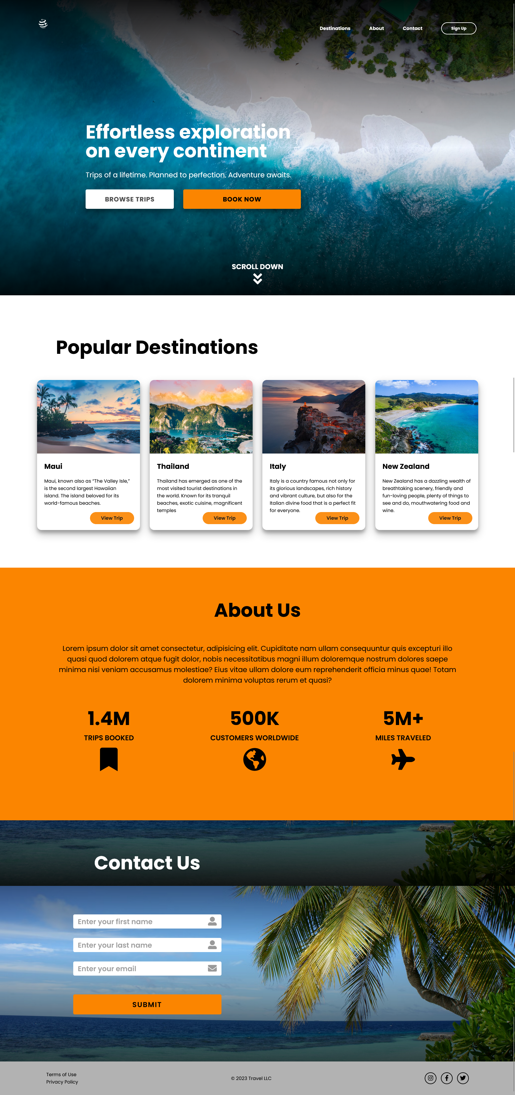 travel website design example