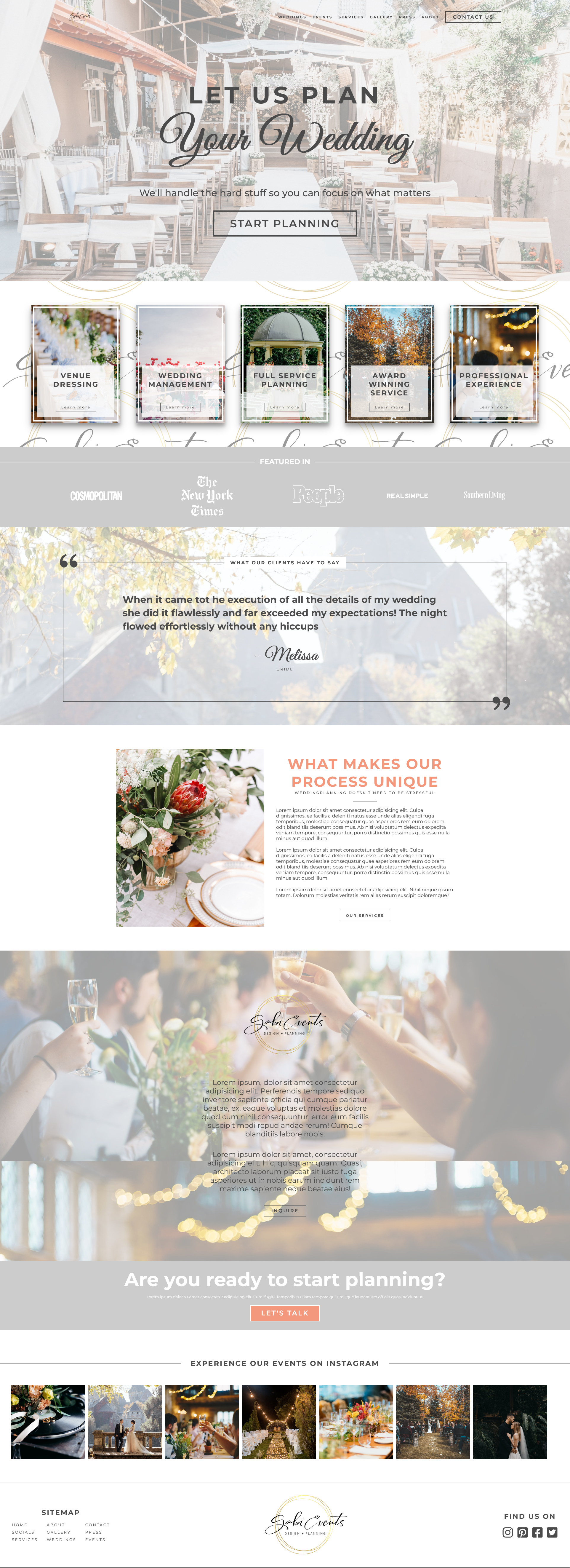 wedding planner website design example